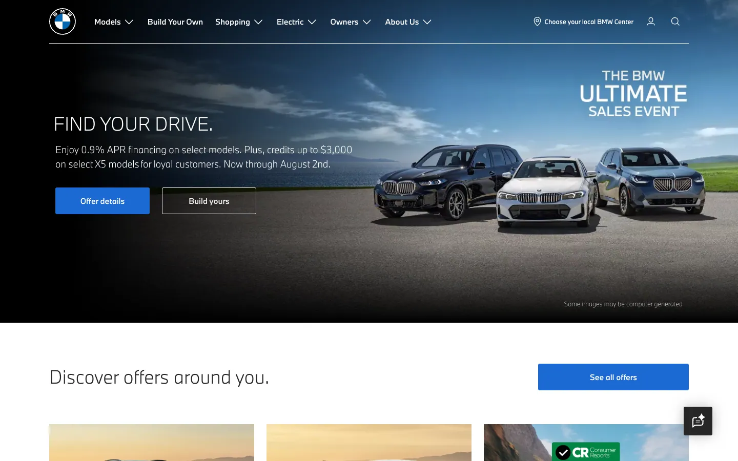 BMW official website, captured 2026-07-28