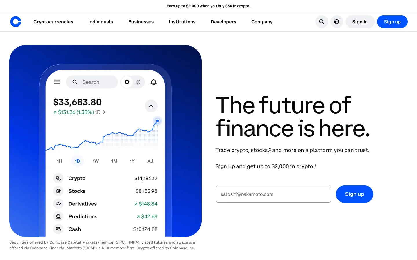 Coinbase official website, captured 2026-07-28