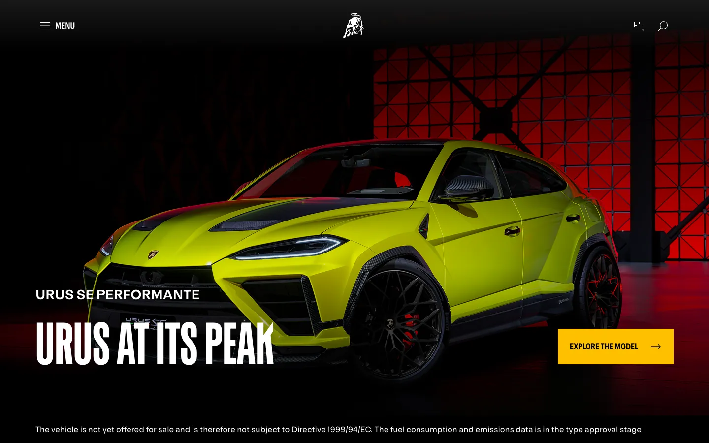 Lamborghini official website, captured 2026-07-28