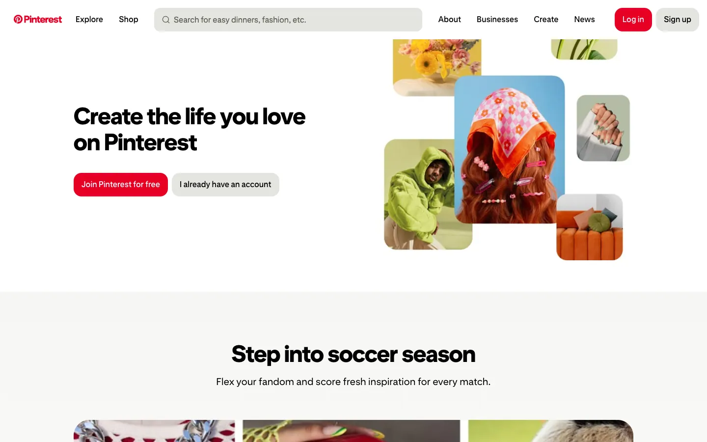 Pinterest official website, captured 2026-07-28