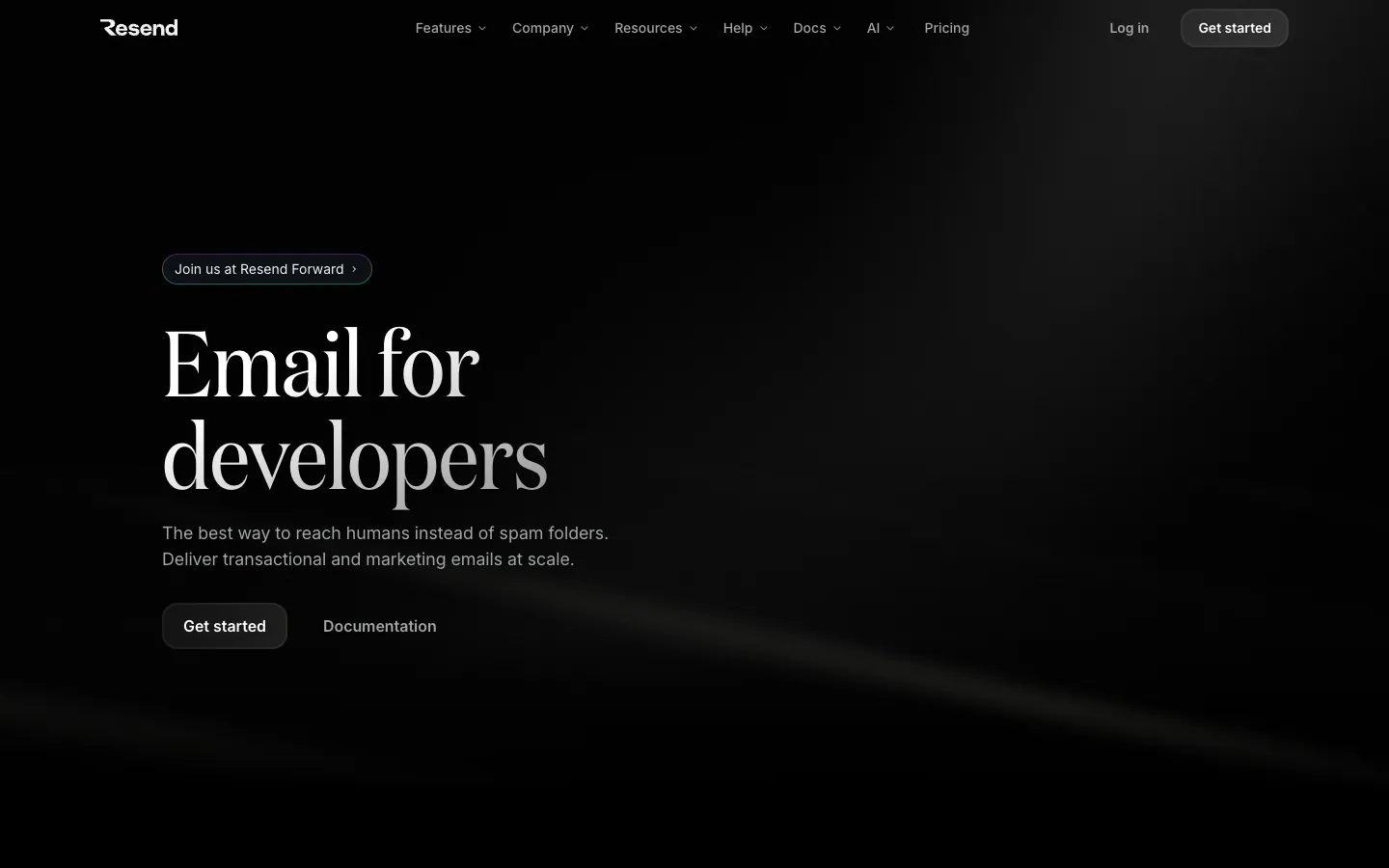 Resend official website, captured 2026-07-28