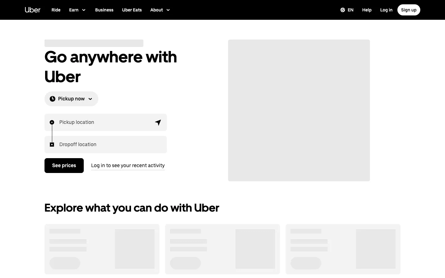 Uber official website, captured 2026-07-28