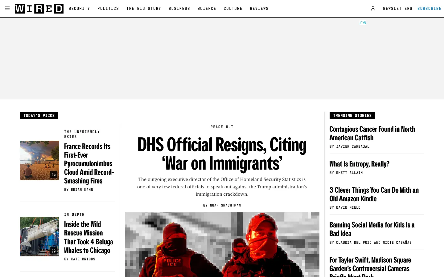 WIRED official website, captured 2026-07-28