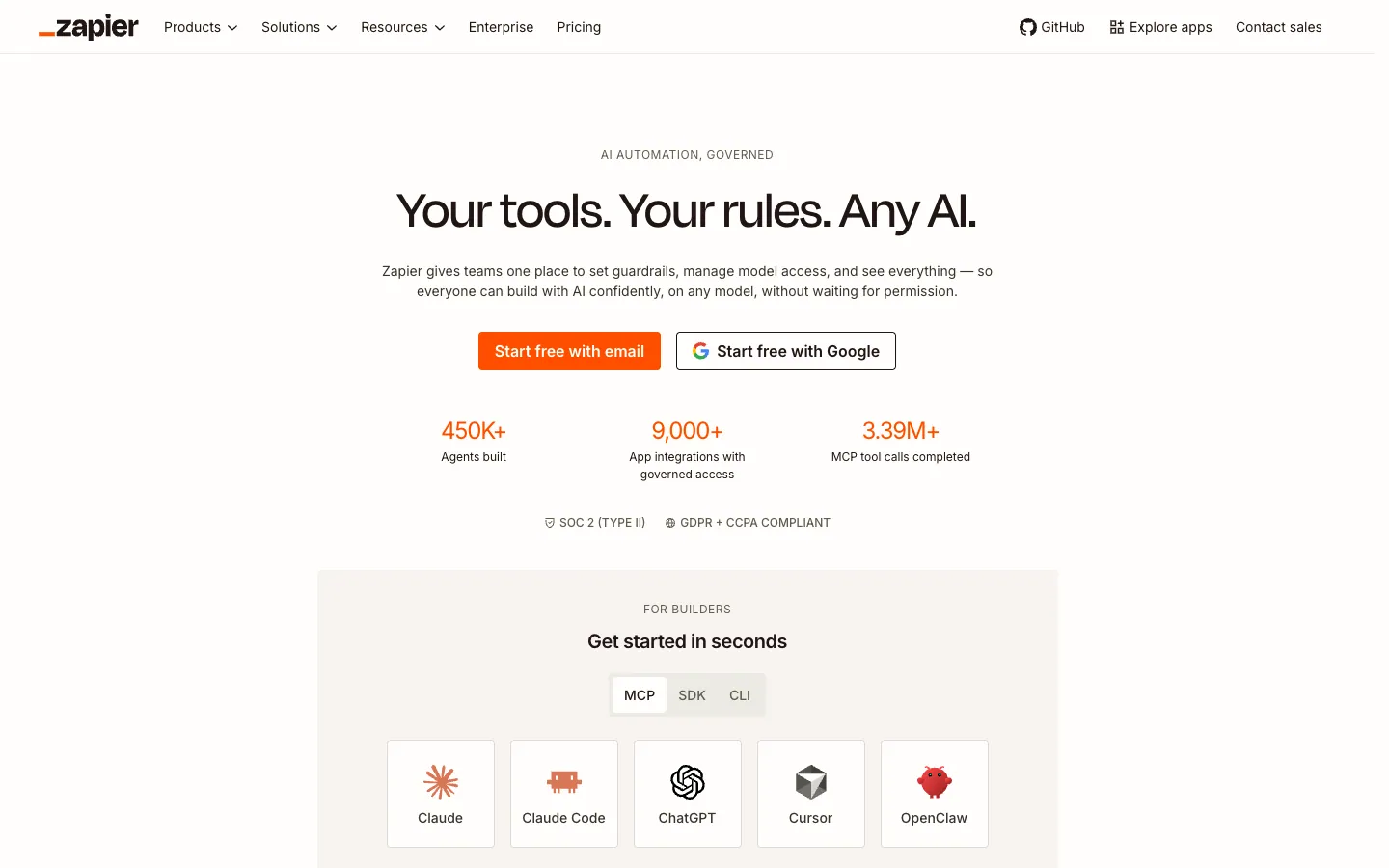 Zapier official website, captured 2026-07-28