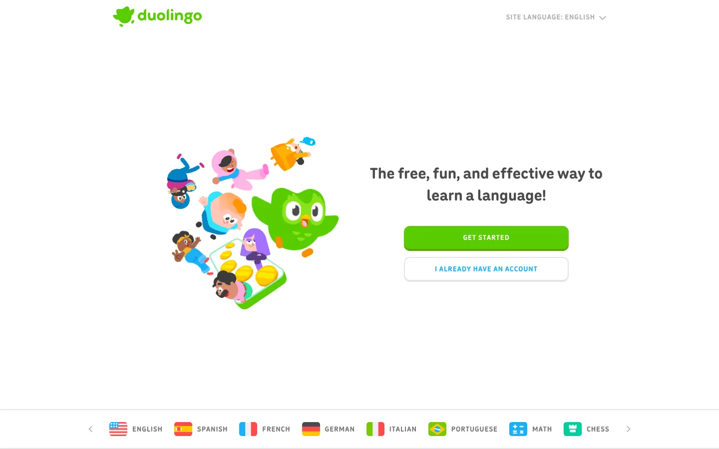 Duolingo official website, captured 2026-07-28