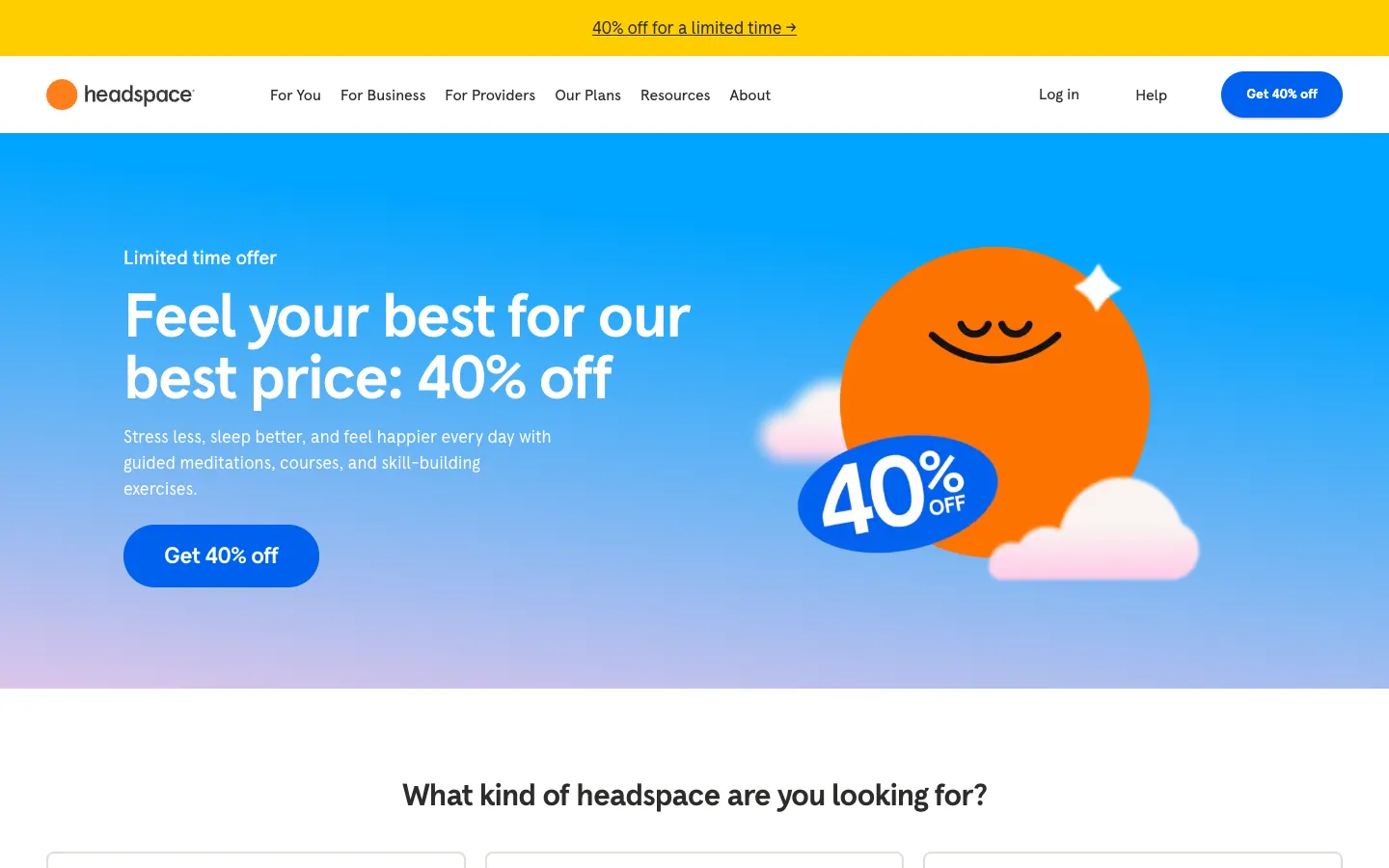 Headspace official website, captured 2026-07-28