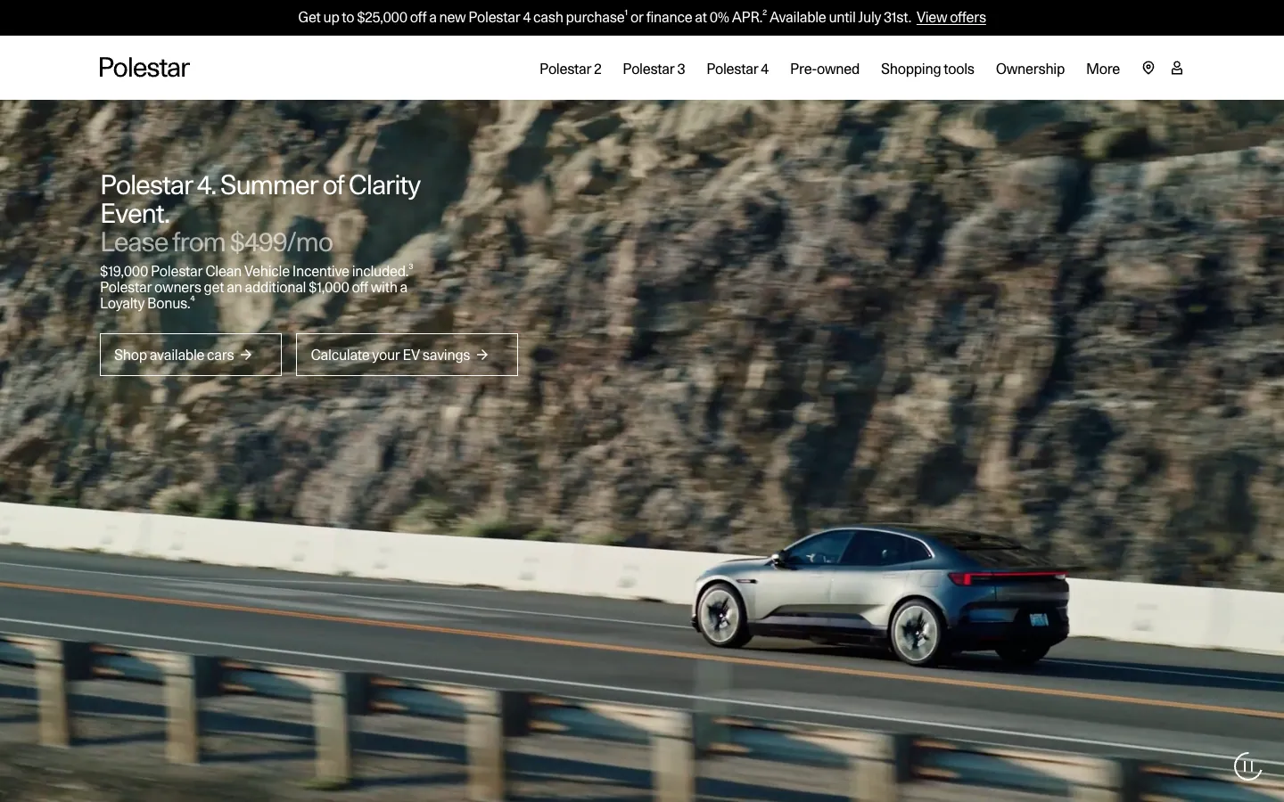 Polestar official website, captured 2026-07-28