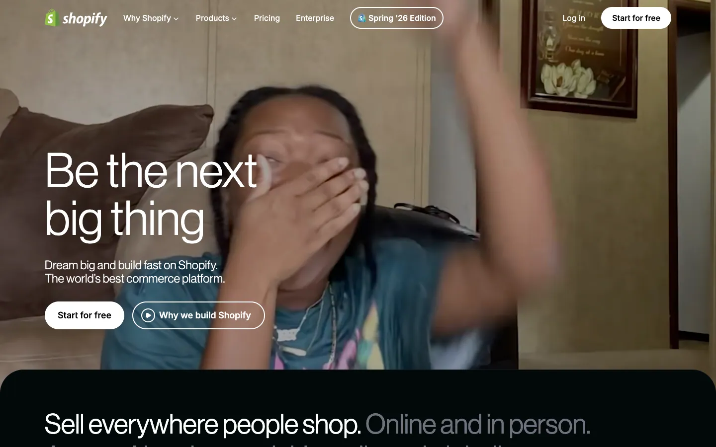 Shopify official website, captured 2026-07-28
