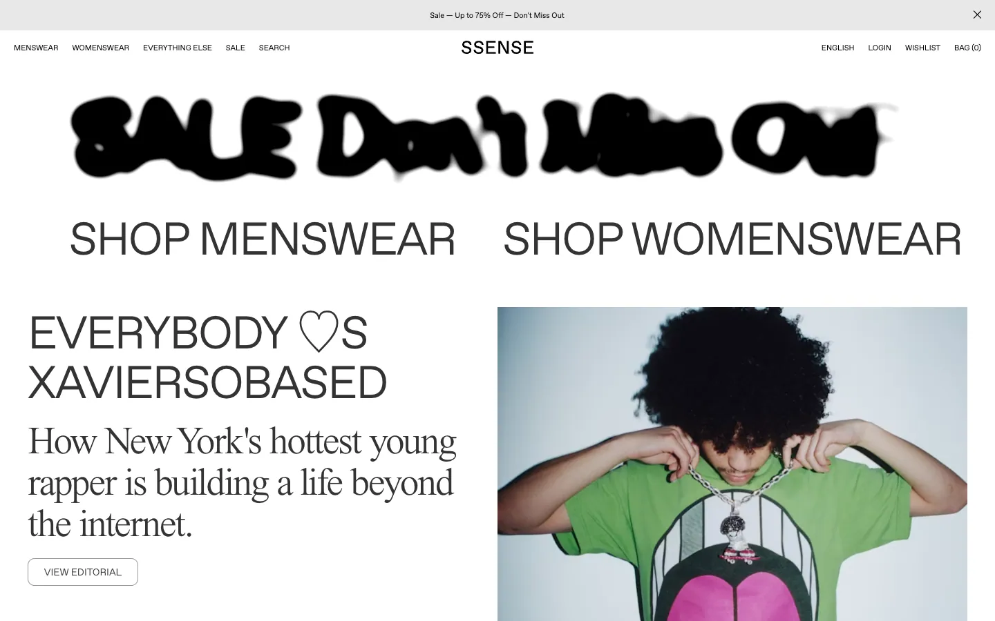 SSENSE official website, captured 2026-07-28
