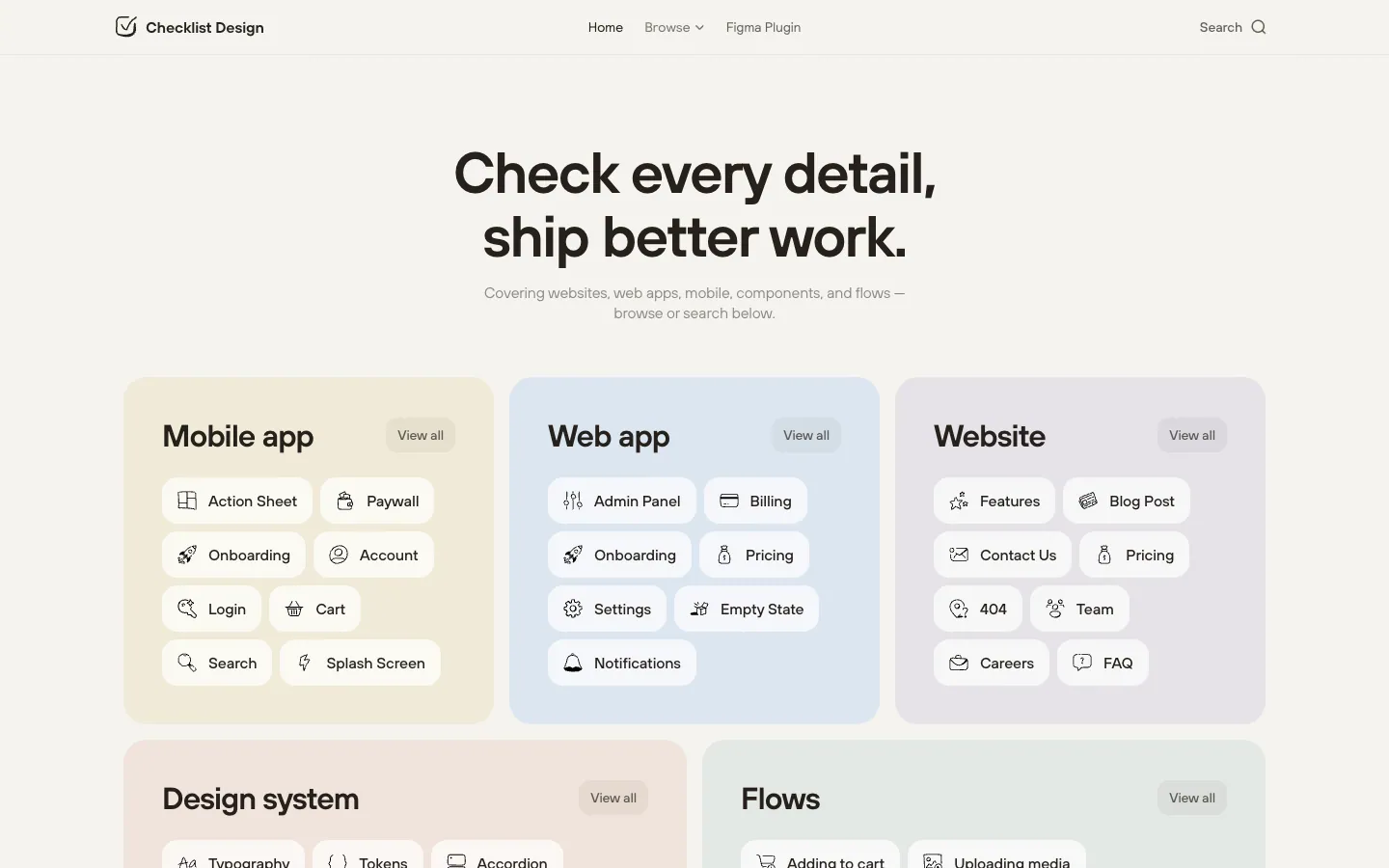 Checklist Design official website, captured 2026-08-08