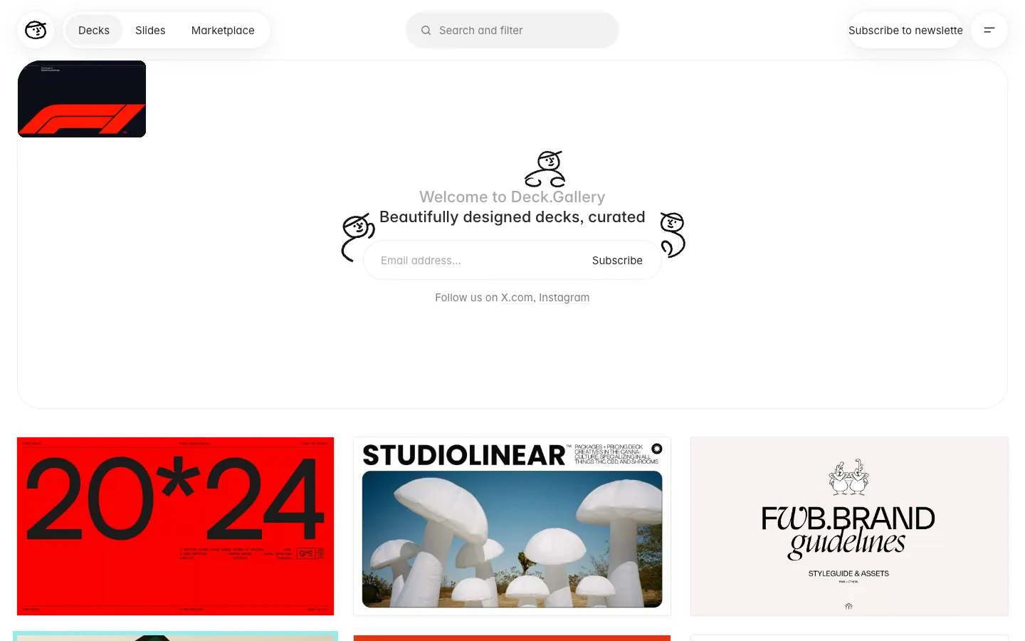 Deck.gallery official website, captured 2026-07-28